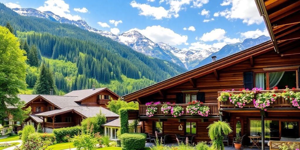 Chalet dei Fiori B&B in stunning Swiss Alps scenery.
