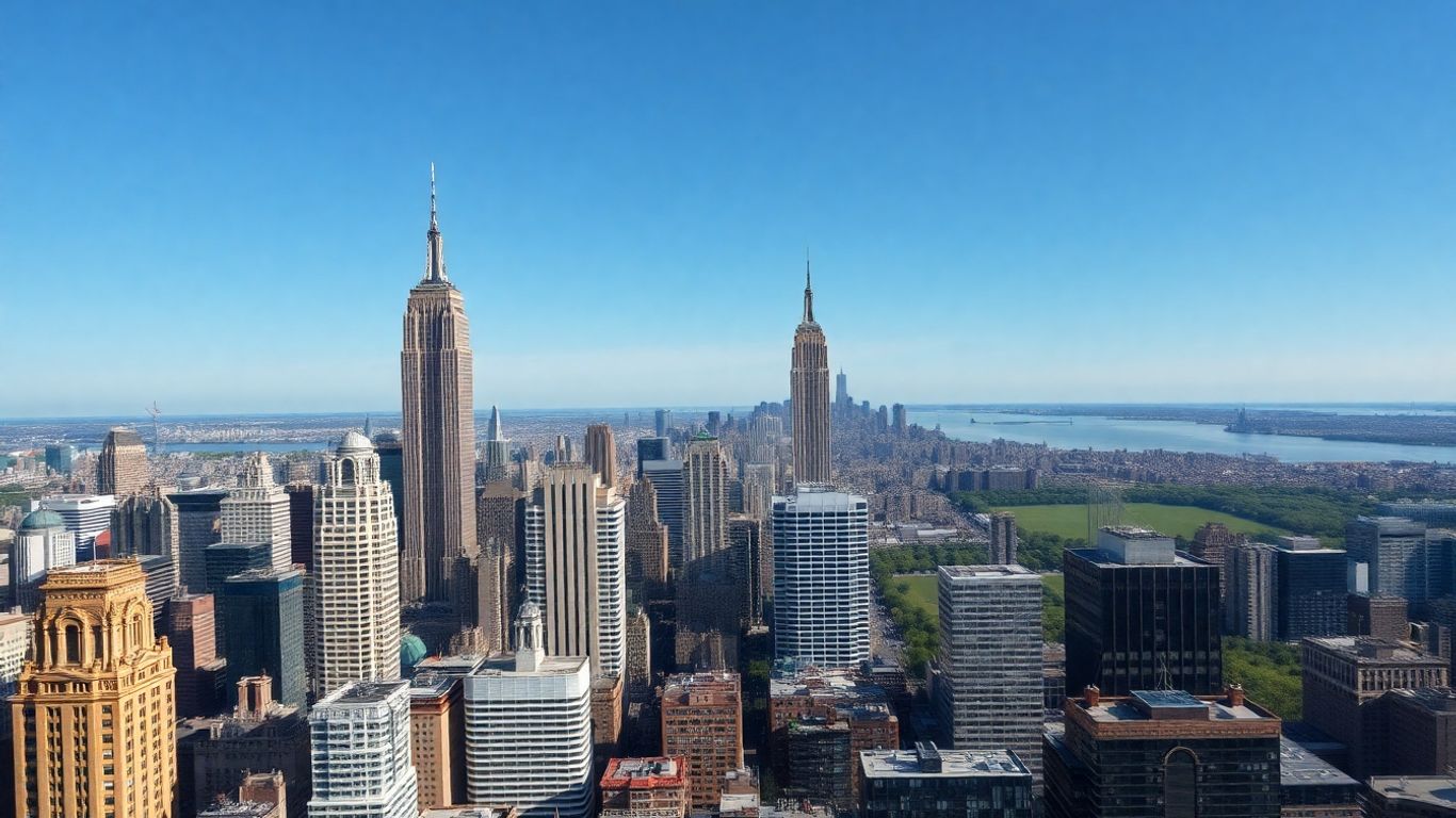 New York City hotels and skyline photorealistic image