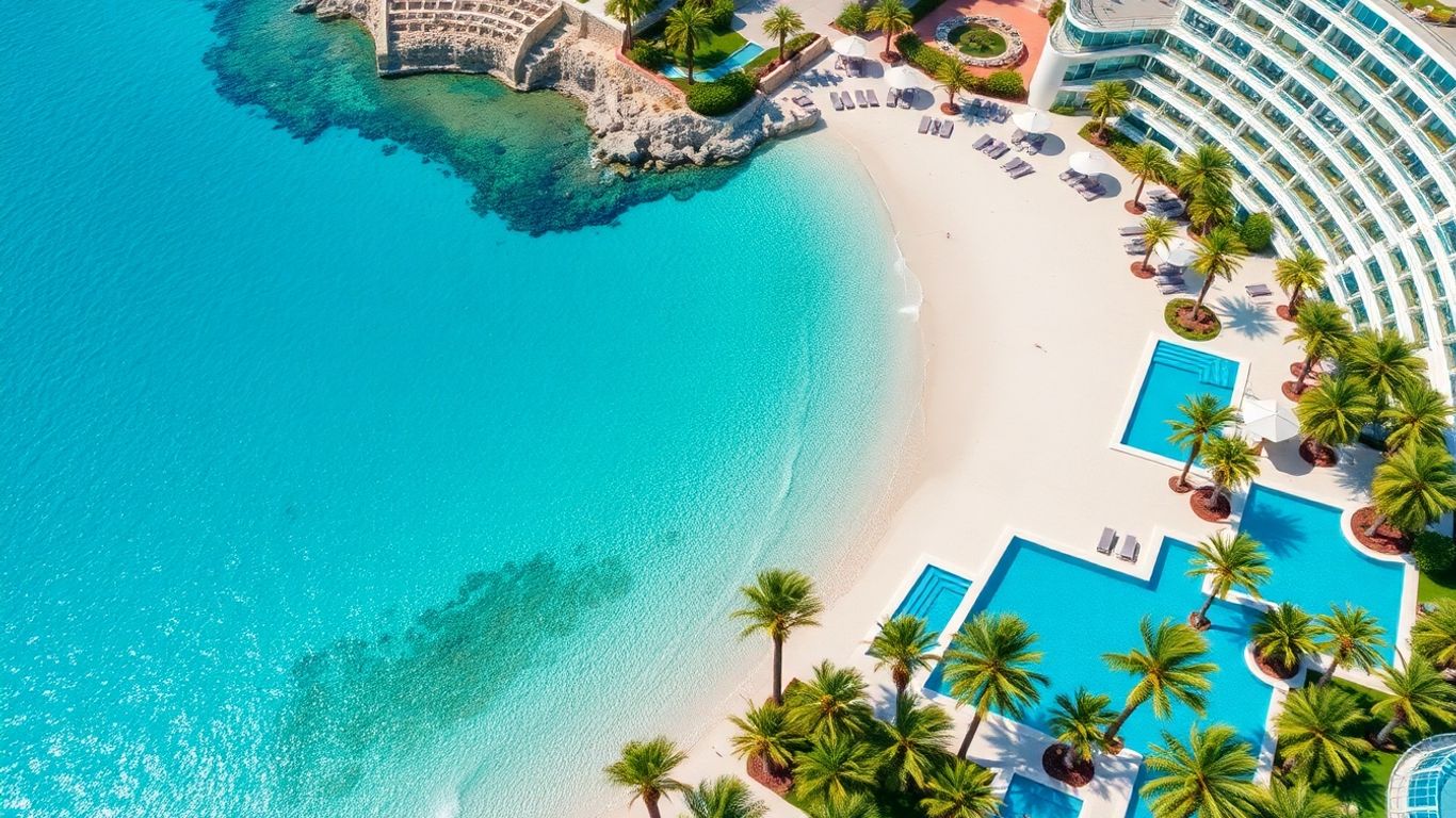 Luxury 5-star hotel with pools and beach in Paphos.