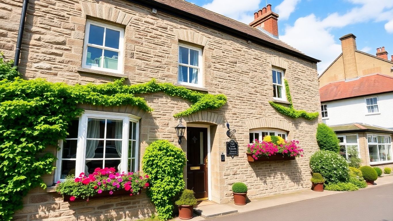 Ivy Braveheart Guest House exterior with floral window boxes.