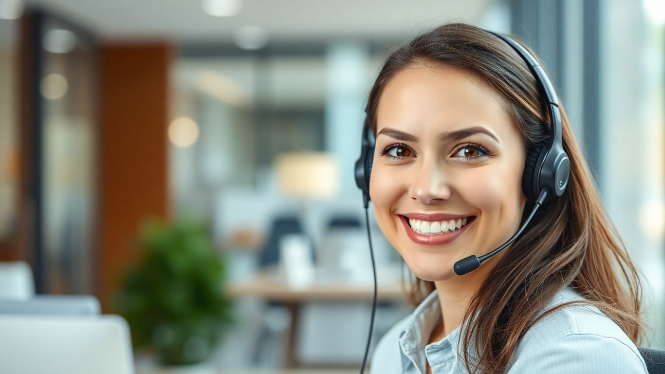 Loveholidays customer service agent with headset, smiling.
