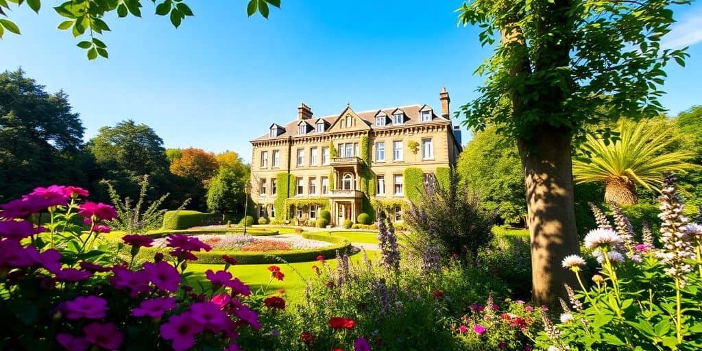 Stanley Park Hotel amidst lush greenery in Liverpool.