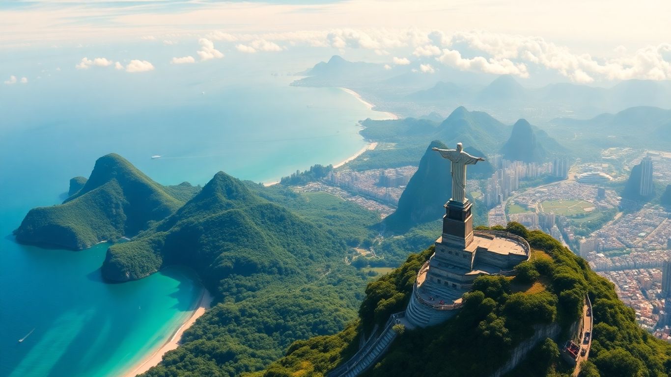 Iconic Brazilian landmarks and natural wonders in a vibrant panorama.