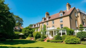 Ardenlea House Hotel exterior with gardens under a blue sky.