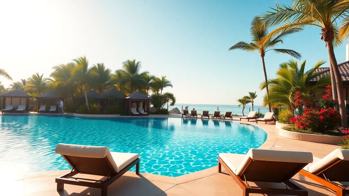 Luxurious adults-only resort pool with turquoise water.