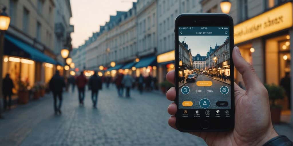 Person using phone to find cheap nearby hotels.