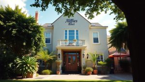 Alfies Hotel exterior with nearby attractions.