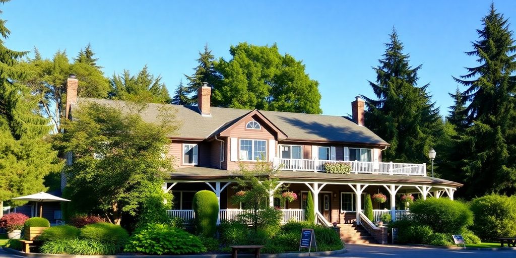 Port Augusta Inn Comox exterior with gardens.