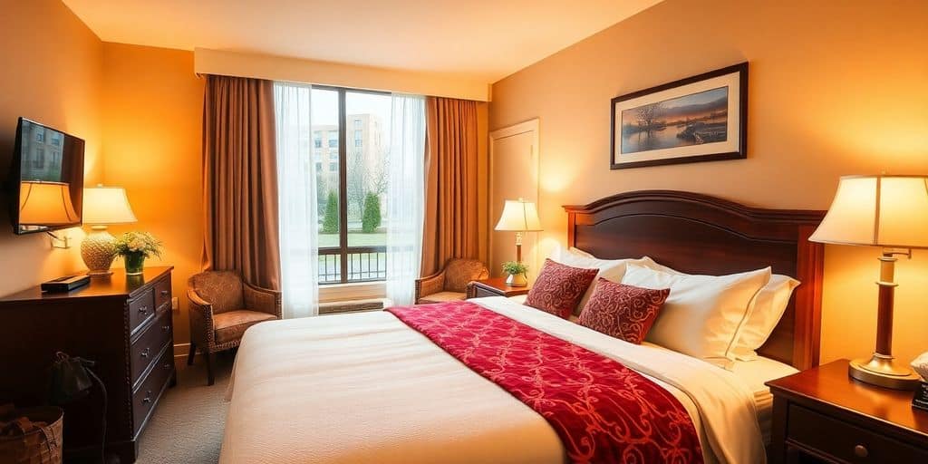 Cozy hotel room in Southington, Connecticut, inviting atmosphere.