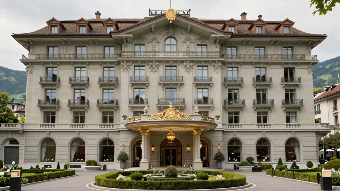 Luxury 5-star hotel exterior, Lausanne, Switzerland.