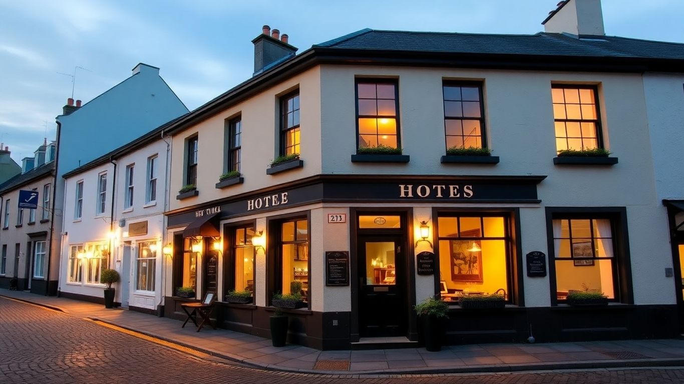 Cosy hotel exterior on a Sligo city street.